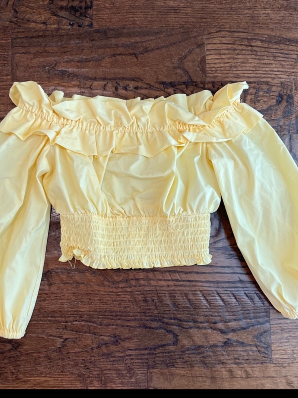 Forever 21 Yellow Off-Shoulder Ruffle Crop Top